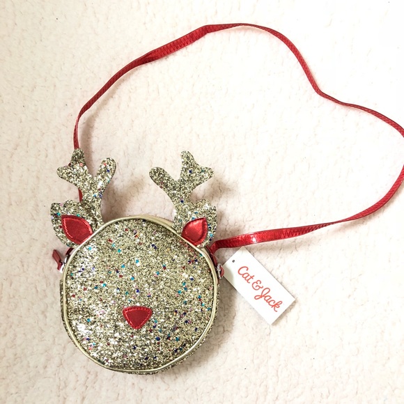 Cat & Jack Other - NWT girls glitter reindeer Christmas purse
